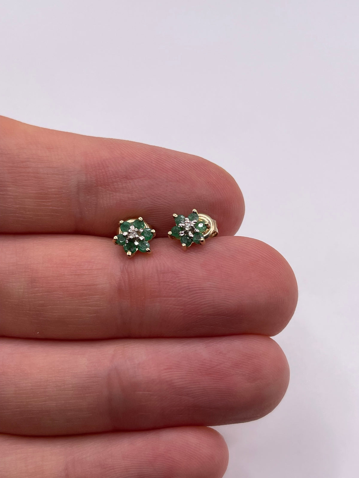 9ct gold emerald and diamond earrings