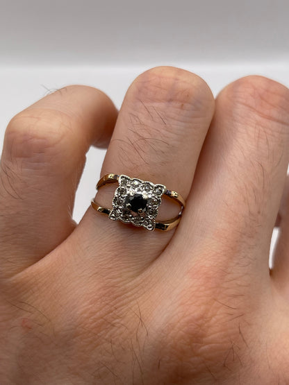 9ct gold sapphire and diamond ring