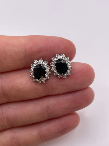 9ct gold sapphire and diamond earrings