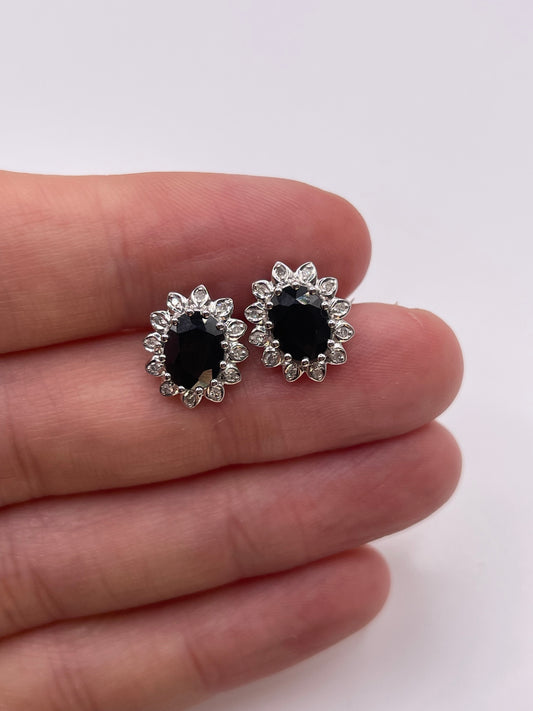 9ct gold sapphire and diamond earrings