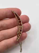 Load image into Gallery viewer, 9ct gold paste and diamond crescent brooch
