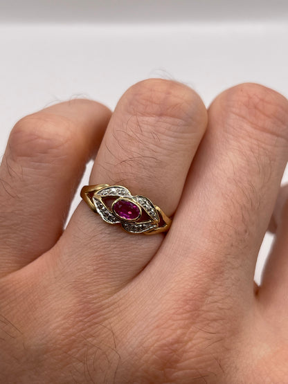 9ct gold ruby and diamond ring