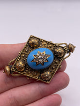 Load image into Gallery viewer, Antique 15ct gold turquoise and diamond brooch
