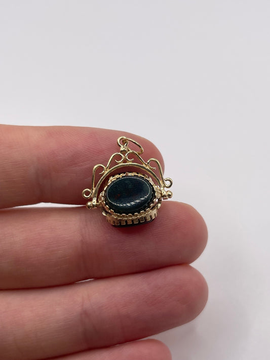 9ct gold gemstone spinning fob pendant