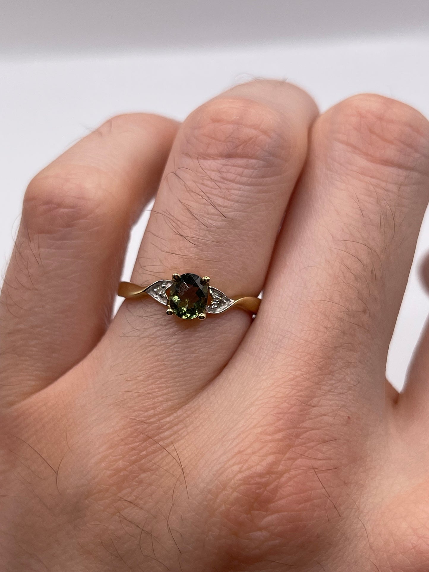 9ct gold tourmaline and diamond ring