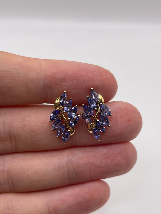 9ct gold tanzanite cluster earrings