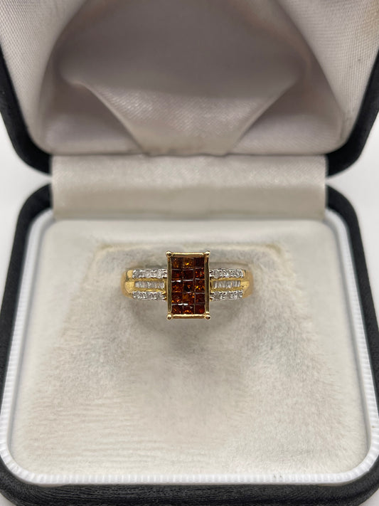 9ct gold diamond cluster ring