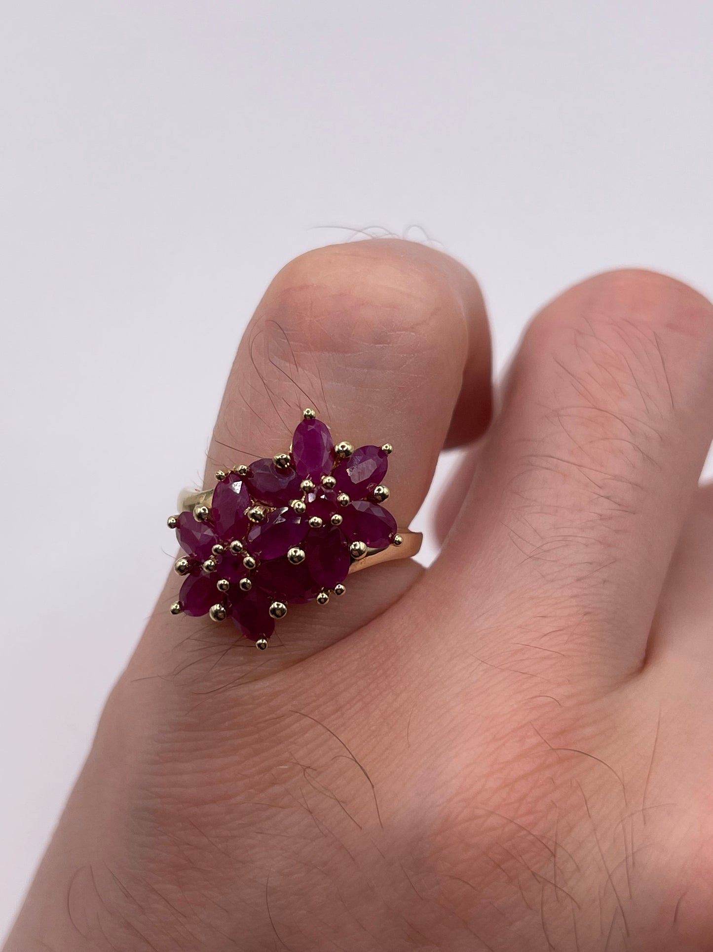 9ct gold ruby cluster ring