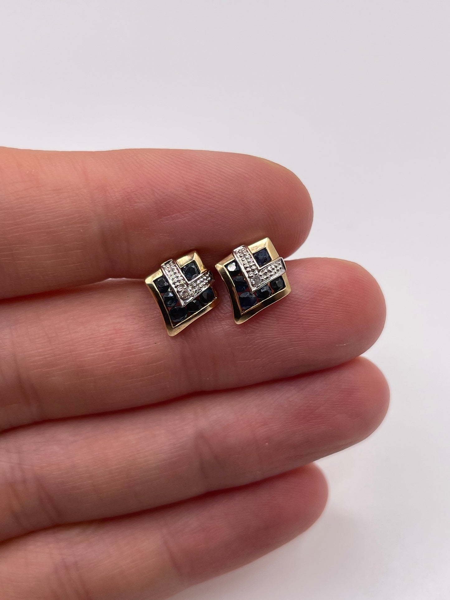9ct gold sapphire and diamond earrings