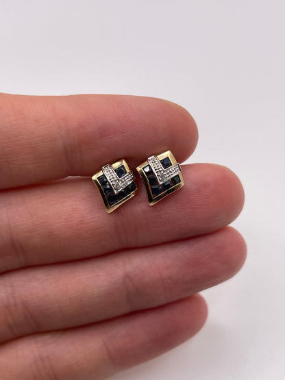 9ct gold sapphire and diamond earrings