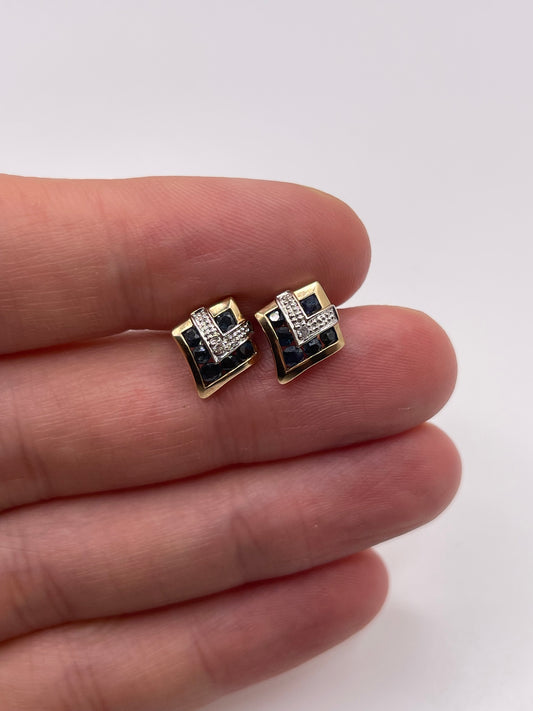 9ct gold sapphire and diamond earrings