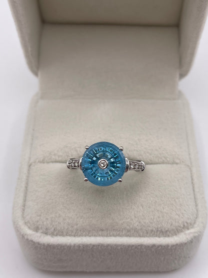 Glenn Lehrer 9ct white gold topaz and diamond ring