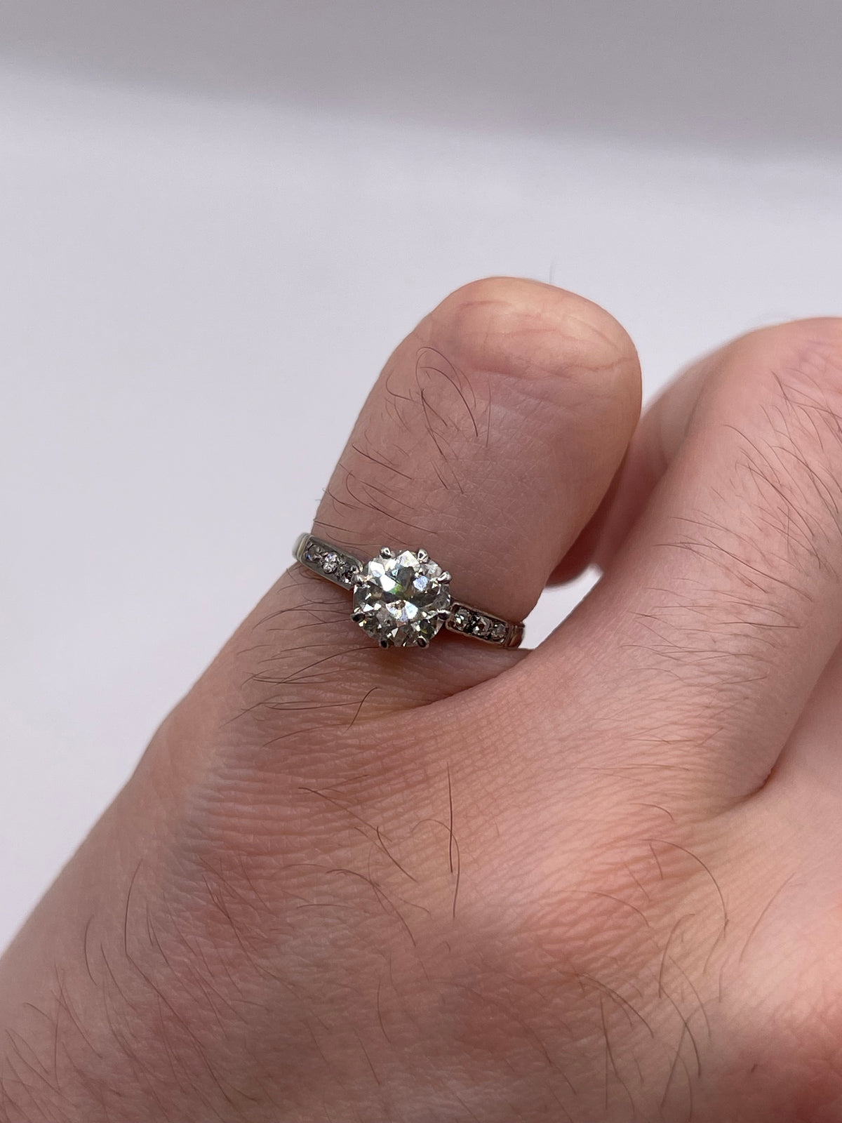 18ct white gold 1ct old cut diamond ring