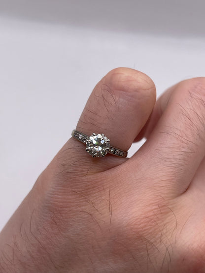 18ct white gold 1ct old cut diamond ring