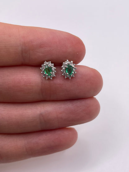 9ct gold emerald and diamond earrings