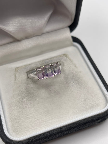 9ct white gold bi coloured amethyst ring