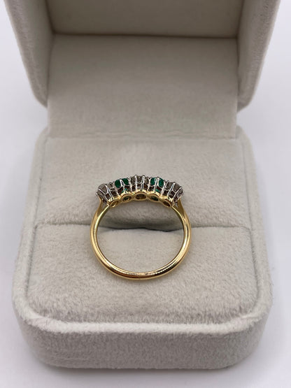 Antique 18ct gold emerald and diamond ring