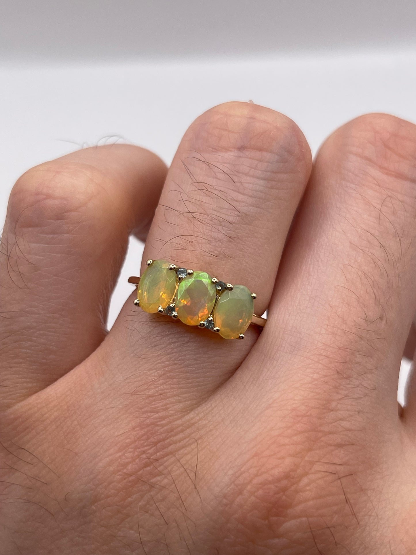 9ct gold opal and alexandrite ring