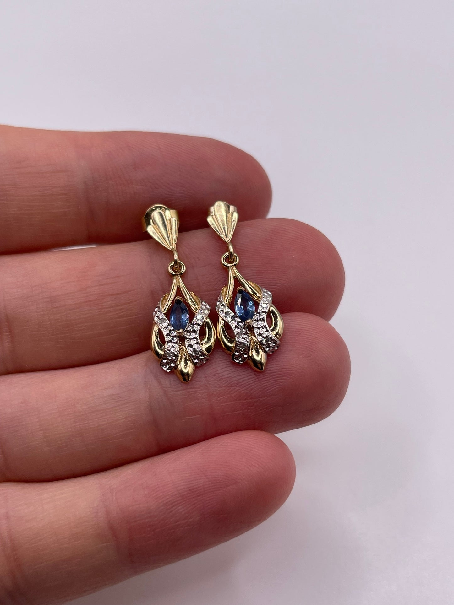 9ct gold sapphire and diamond earrings