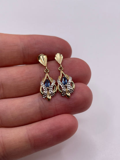9ct gold sapphire and diamond earrings