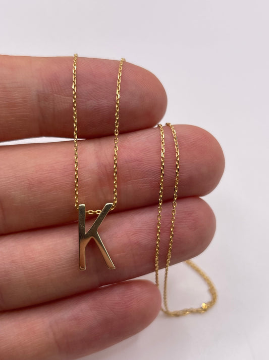 9ct gold initial K necklace