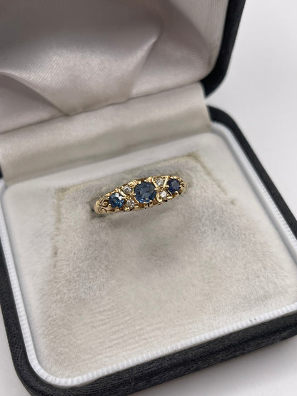 9ct gold sapphire and diamond ring