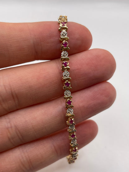 9ct gold ruby and diamond bracelet