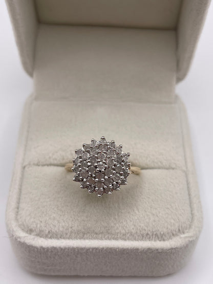 9ct gold diamond cluster ring
