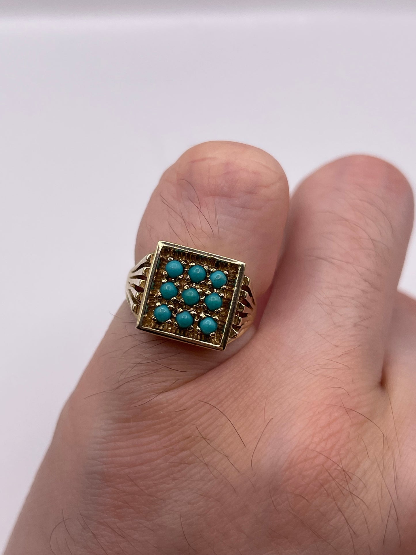 9ct gold turquoise signet ring