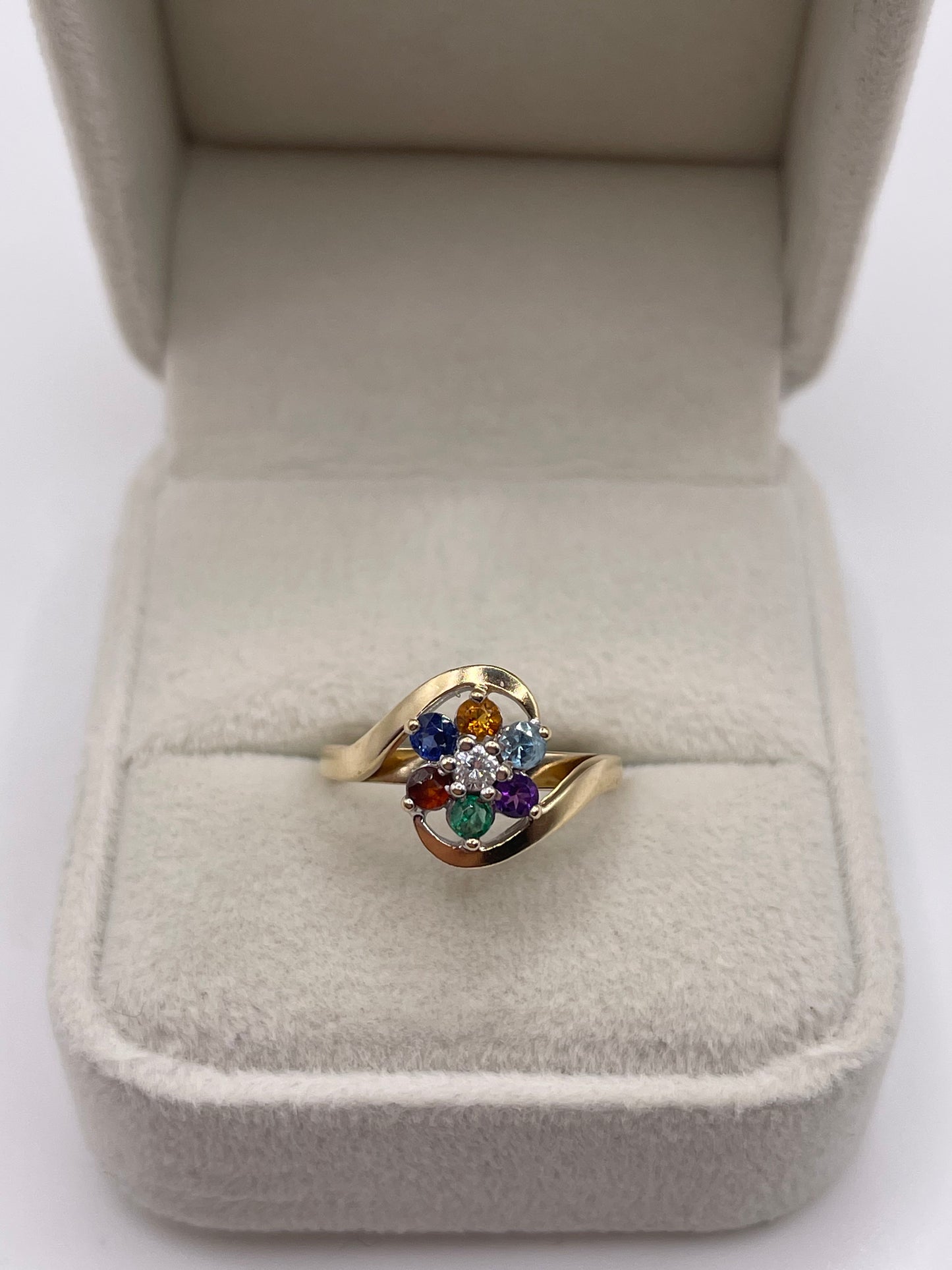 9ct gold diamond and multi gemstone ring