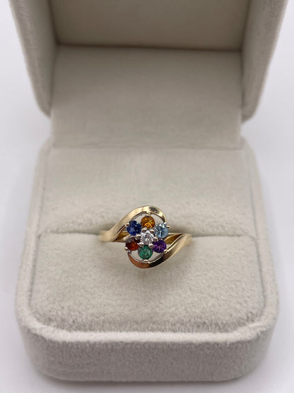 9ct gold diamond and multi gemstone ring