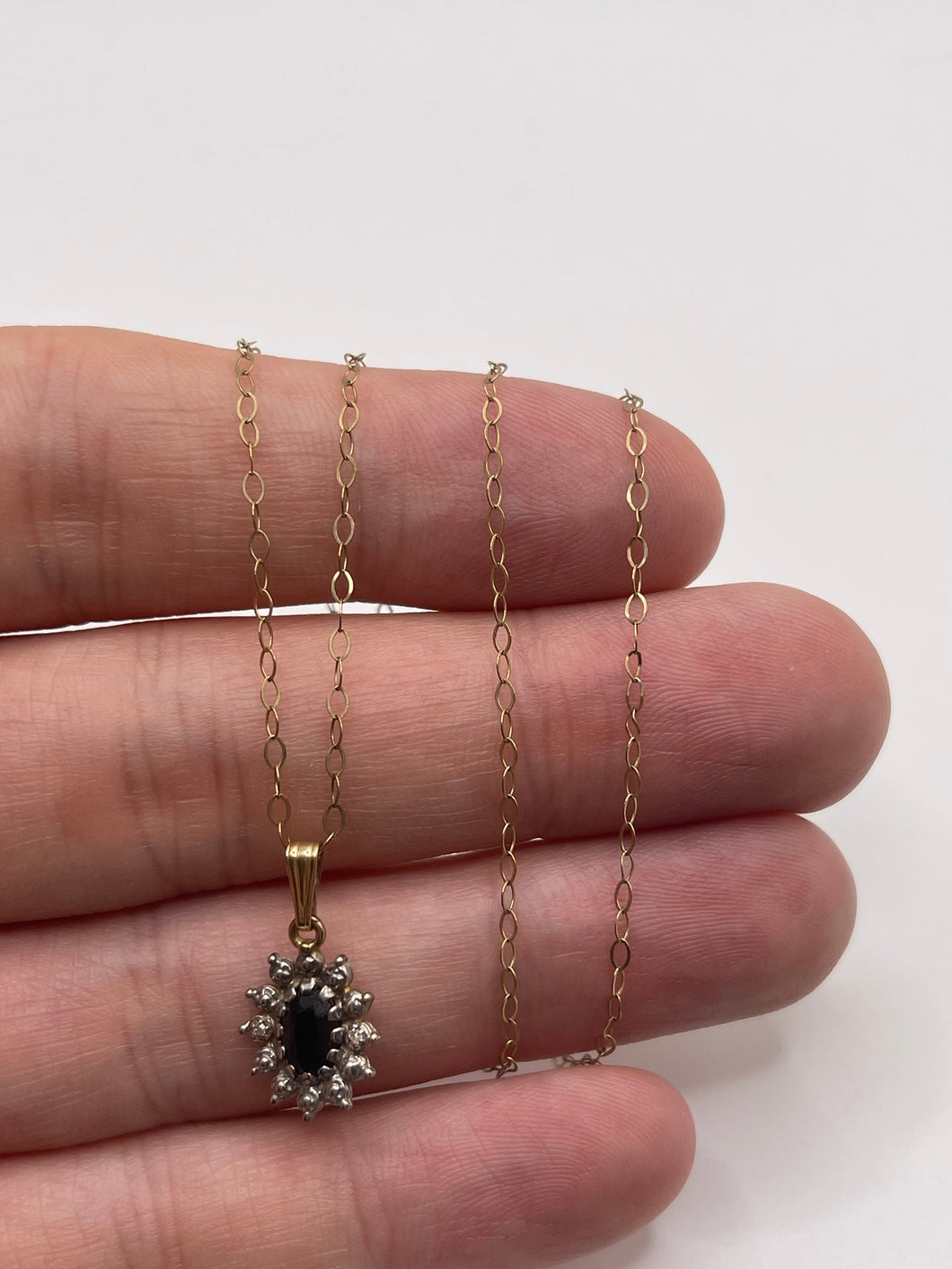 9ct gold sapphire and diamond necklace