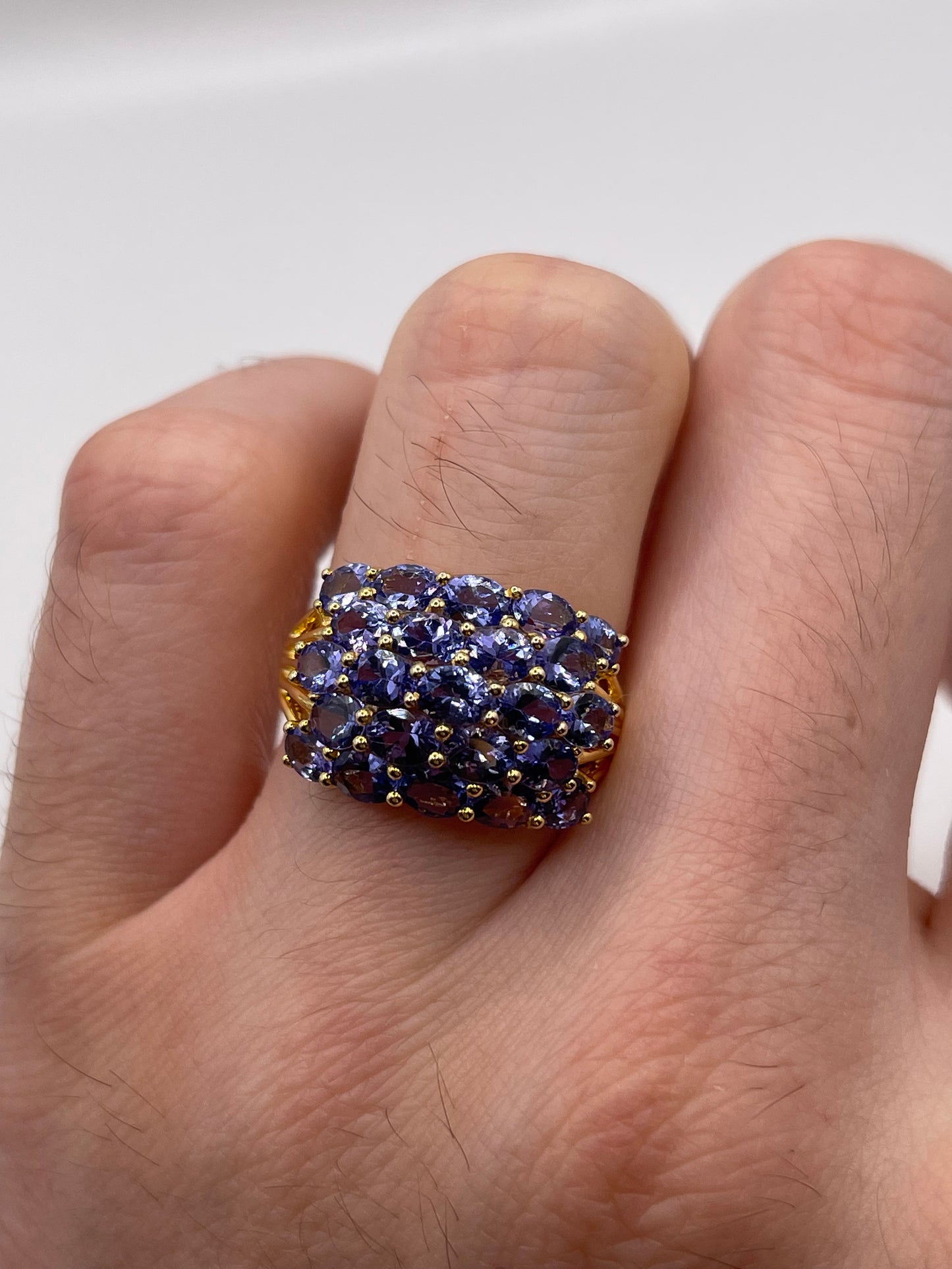 9ct gold tanzanite cluster ring