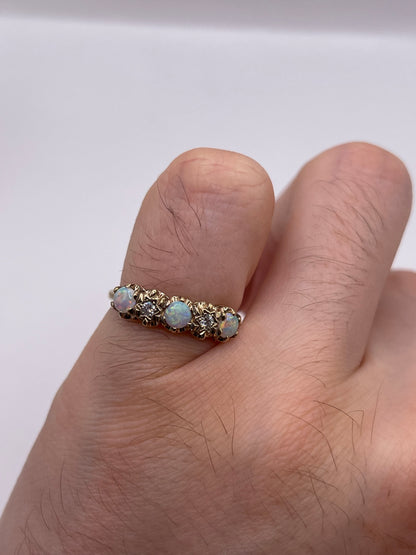 9ct gold opal and diamond ring