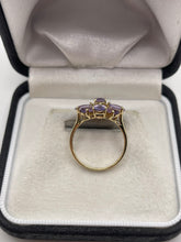 Load image into Gallery viewer, 9ct gold cabochon amethyst cluster ring
