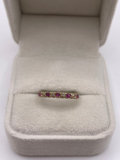 9ct gold ruby and diamond ring