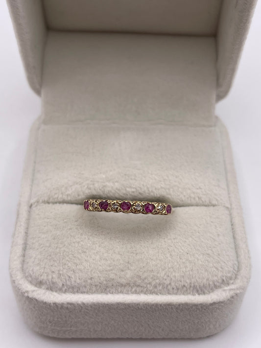 9ct gold ruby and diamond ring