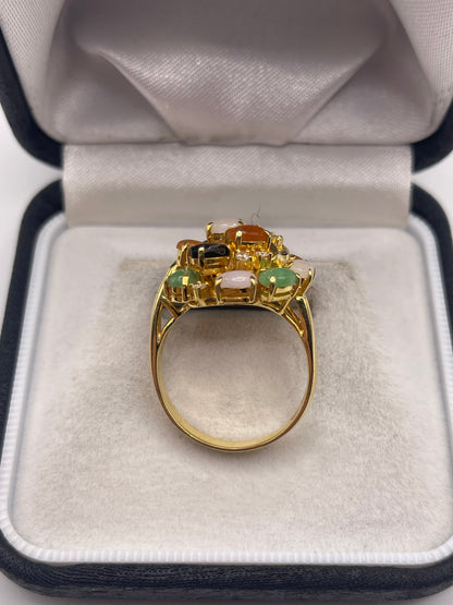 18ct gold jade and diamond ring