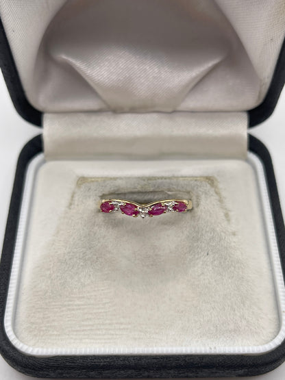 9ct gold ruby and diamond ring