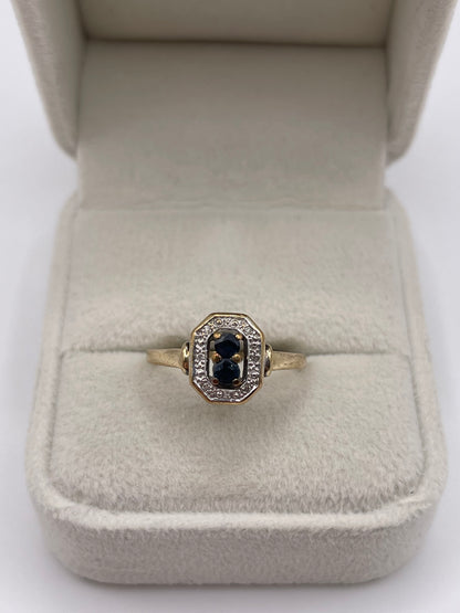 9ct gold sapphire and diamond ring