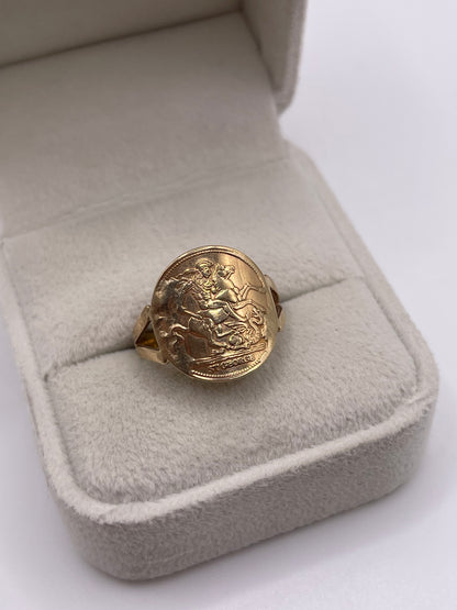 9ct gold St George medallion ring