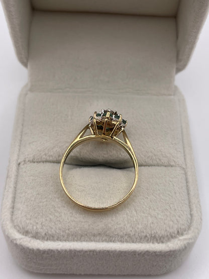 9ct gold emerald and diamond ring