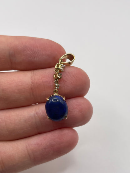 9ct gold lapis lazuli and topaz pendant