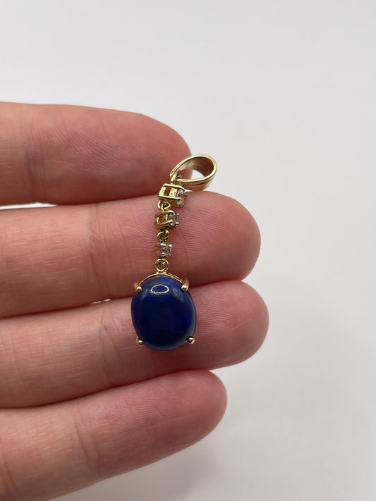 9ct gold lapis lazuli and topaz pendant