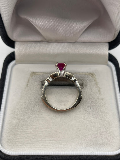 14ct white gold ruby and diamond ring