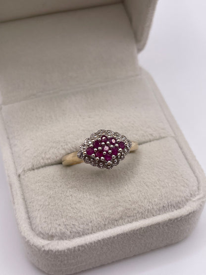 9ct gold ruby and diamond ring