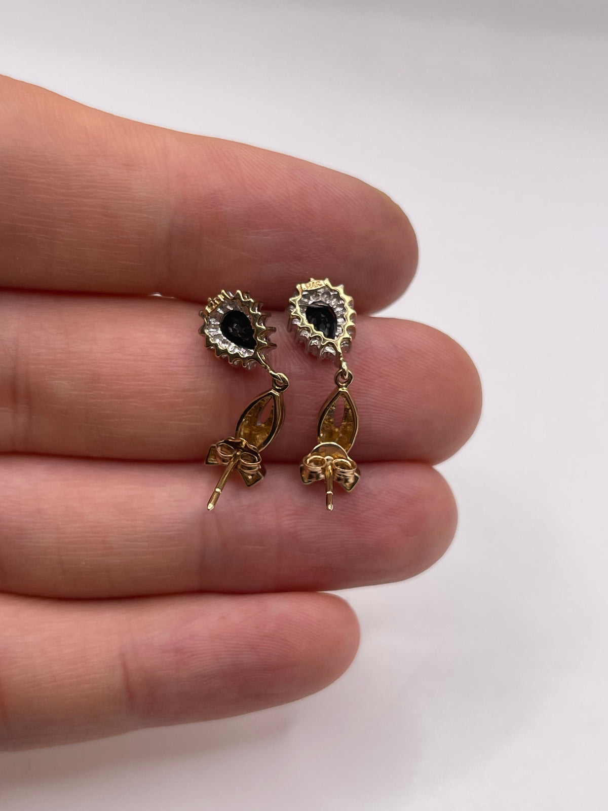 9ct gold sapphire and diamond earrings