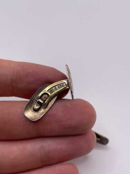 Silver enamel cufflinks
