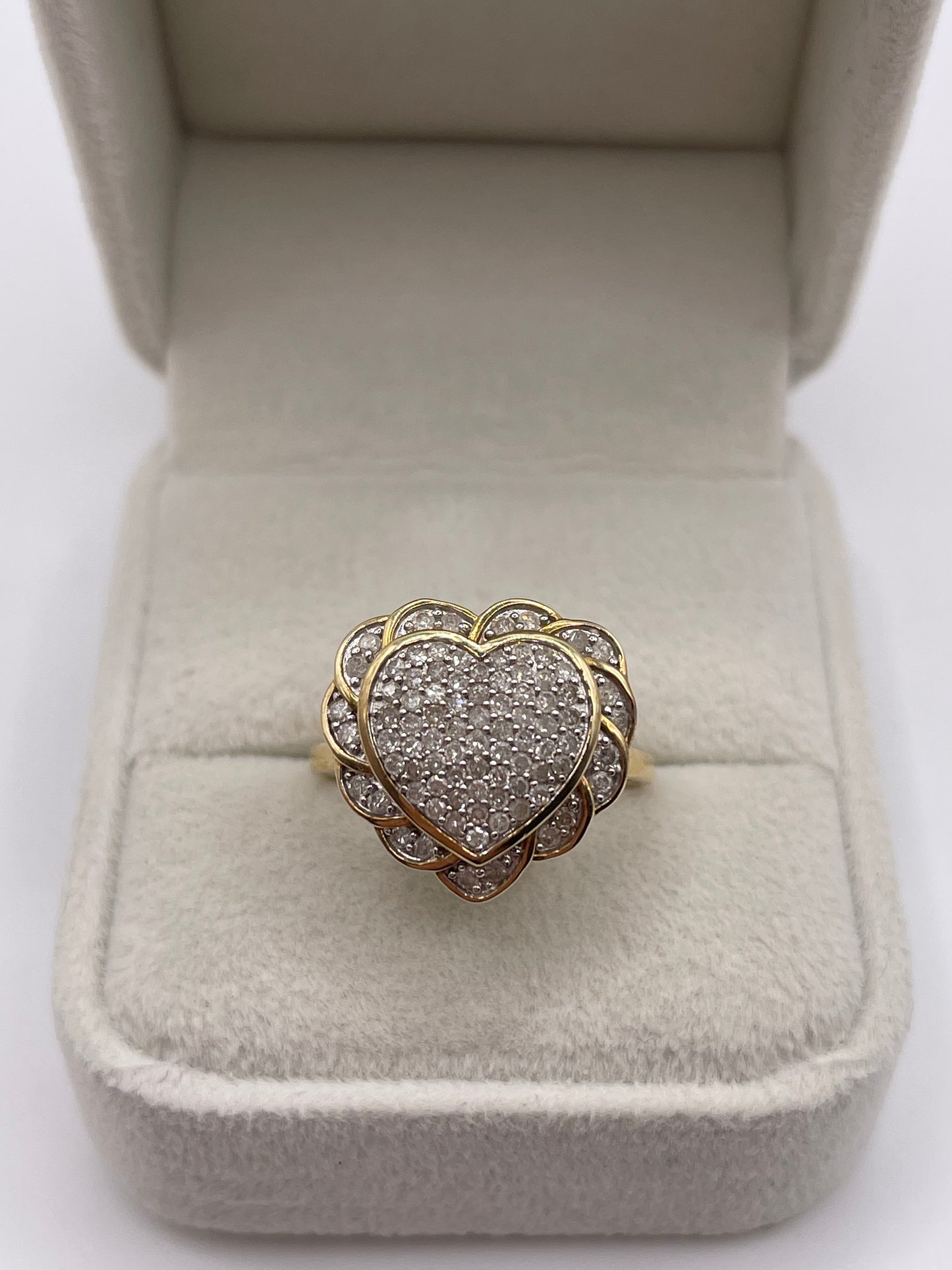 9ct gold diamond cluster heart ring