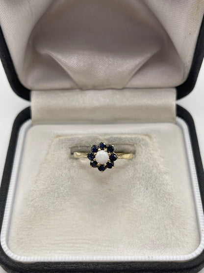 9ct gold opal and sapphire ring